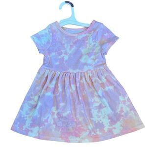 Cat & Jack Toddler Girls Pink Tie Dye Short Sleeve Dress 2T Casual